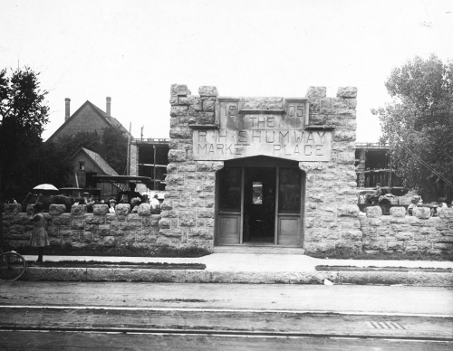The old entrance to Shumway Market, 1920s.