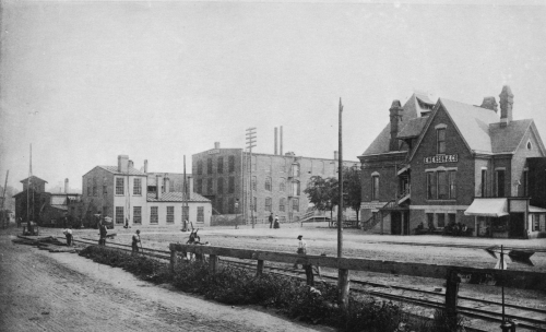 Factories at Emerson, Talcott & Co., successor company to the Manny reaper works. This company eventually became Emerson Brantingham Co. in 1909, which was eventually bought out by J.I. Case in 1928.