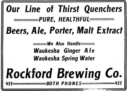 Rockford Brewing Company advertisement, late 19th/early 20th century.